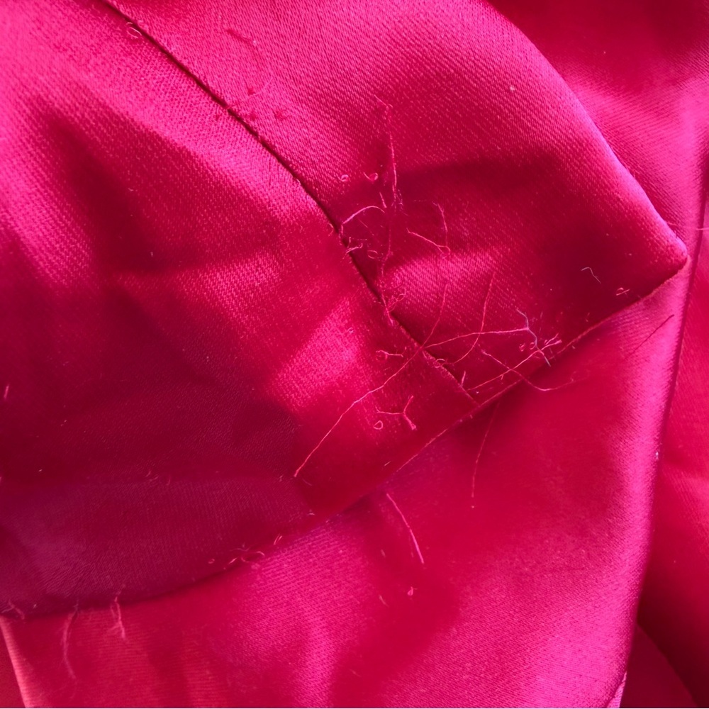 Norma Kamali Deep Drape Neck Gown Tiger Red satin Maxi Dress AS IS Revolve S - Picture 10 of 11